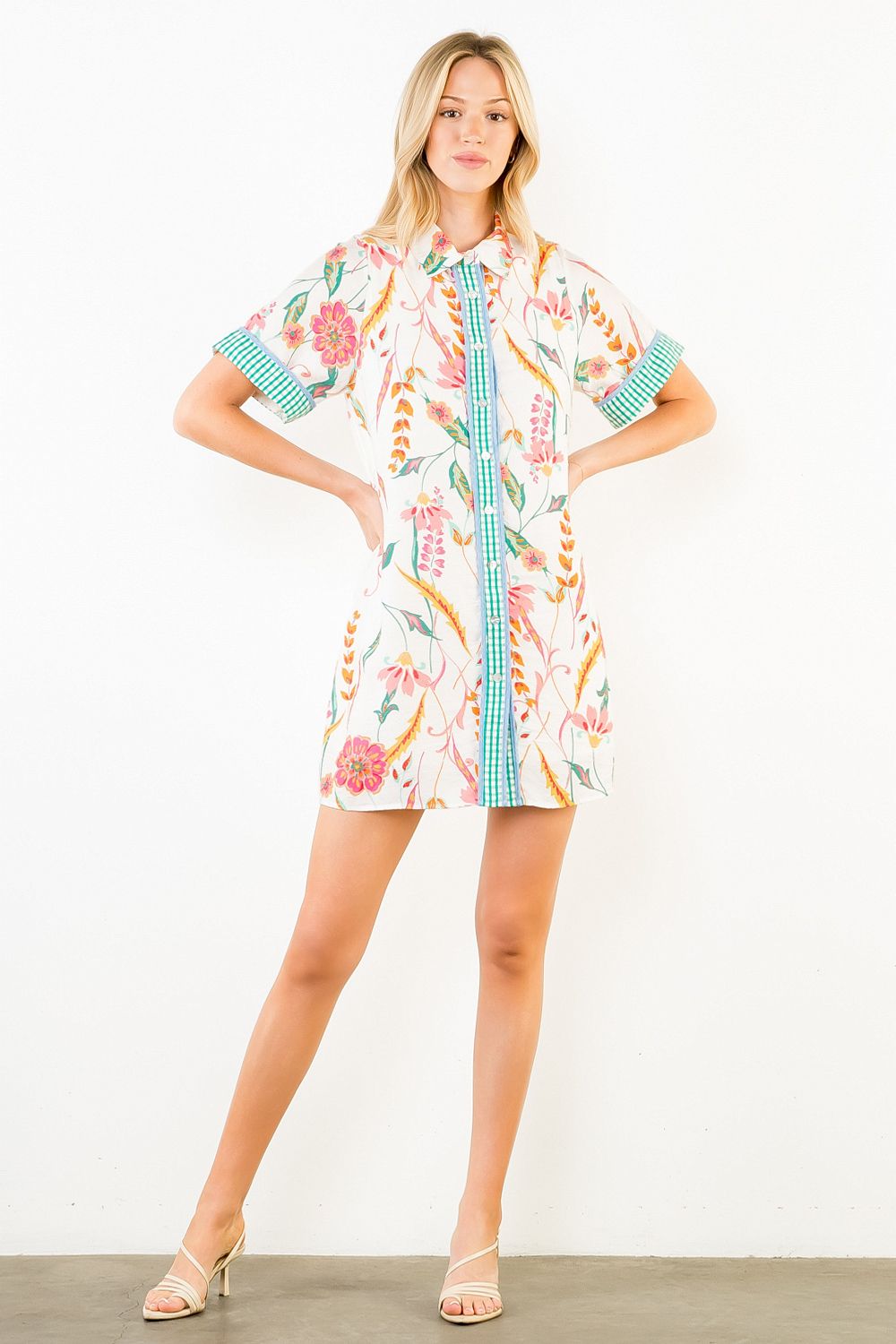 THML Floral Print Collared Dress