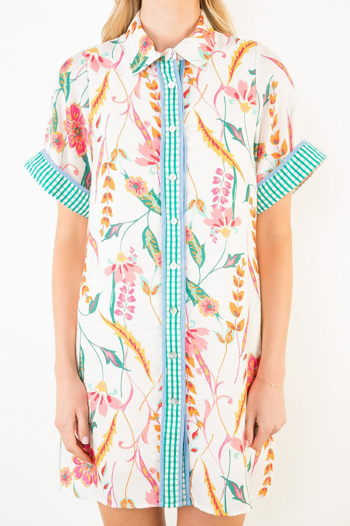 THML Floral Print Collared Dress