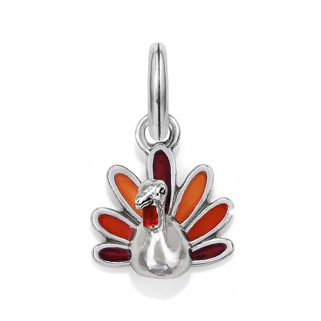 Brighton Gobble Gobble Charm - silver plated enamel Brighton Treasures charm, front view