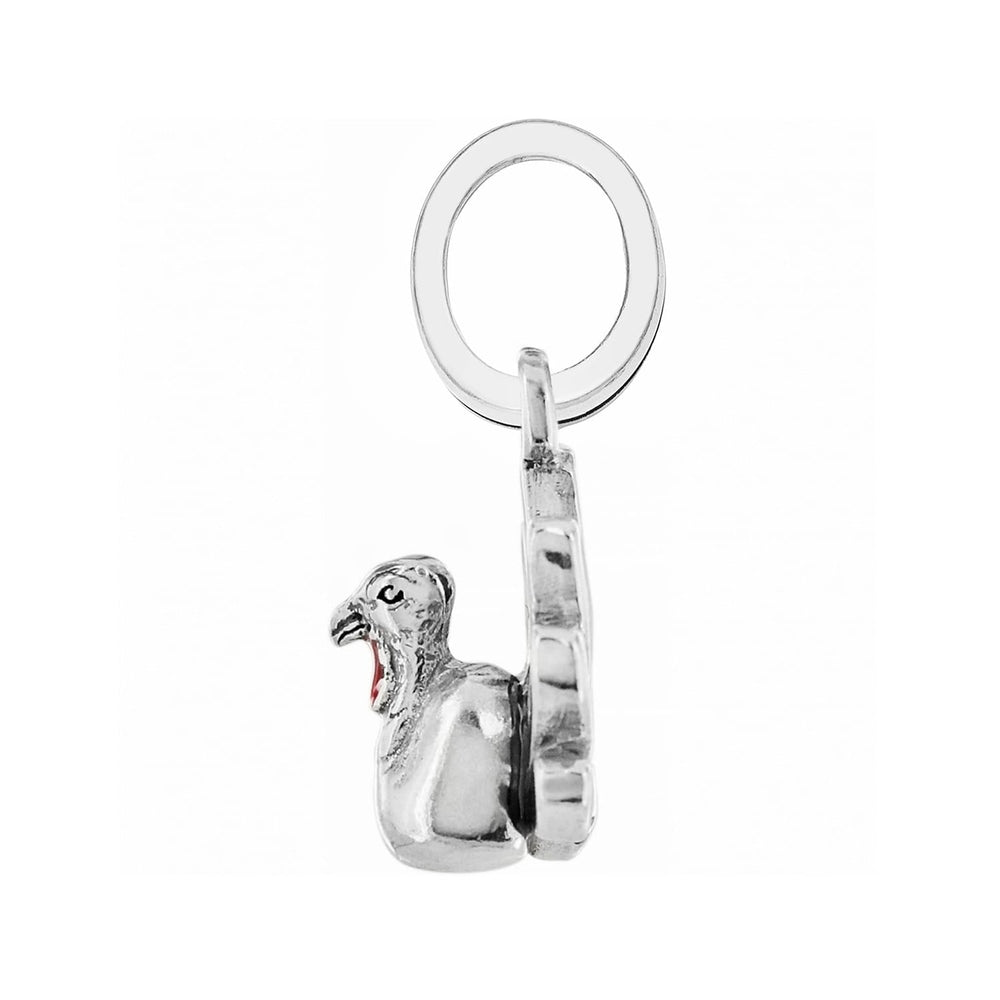 Brighton Gobble Gobble Charm - silver plated enamel Brighton Treasures charm, side view