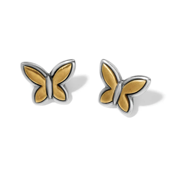 Brighton Goldie Wings Mini Post Earrings featuring a two-toned silver and gold wing design.