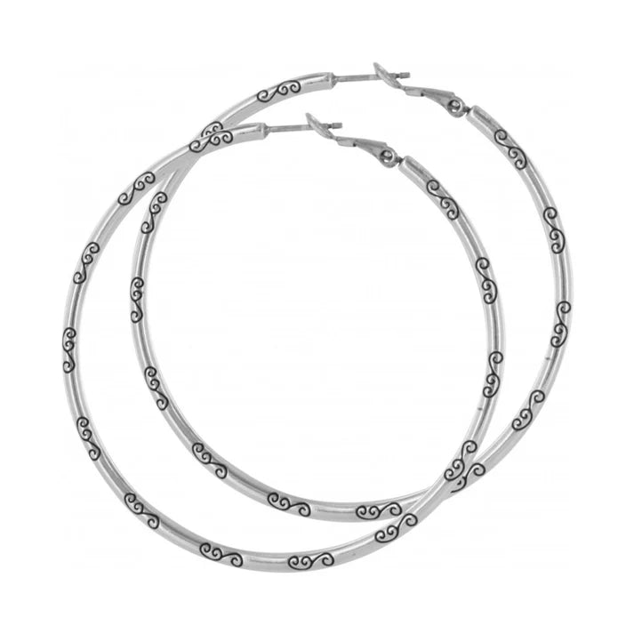 Brighton Silver Grande Hoop Charm Earrings