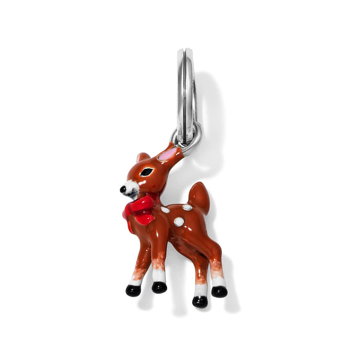 Brighton Holiday Deer Christmas Charm in silver and enamel