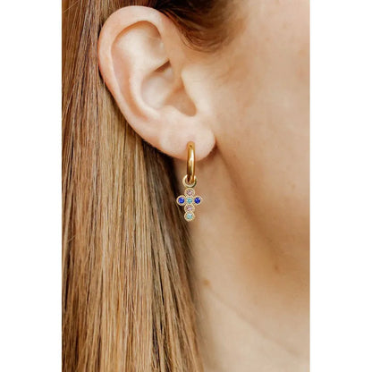 Huggie Charm Earrings - Esther Cross Multi
