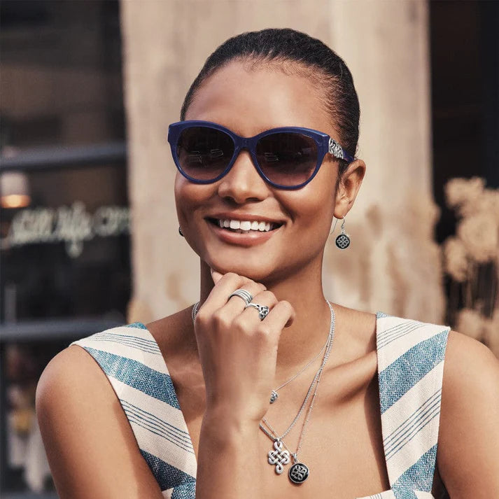 Brighton Interlok Braid Sunglasses - Silver Blue