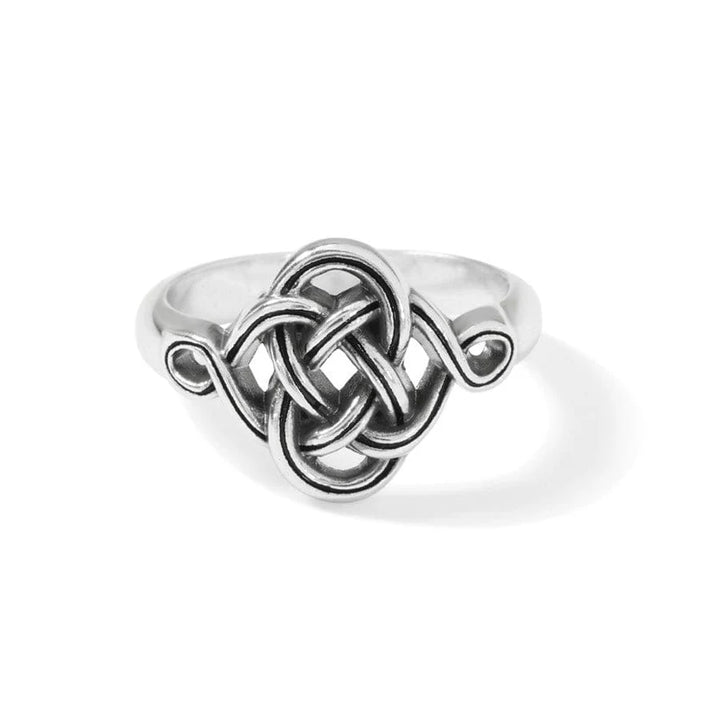 Brighton Interlok Knot Ring in silver plate featuring an intricate Celtic knot design.