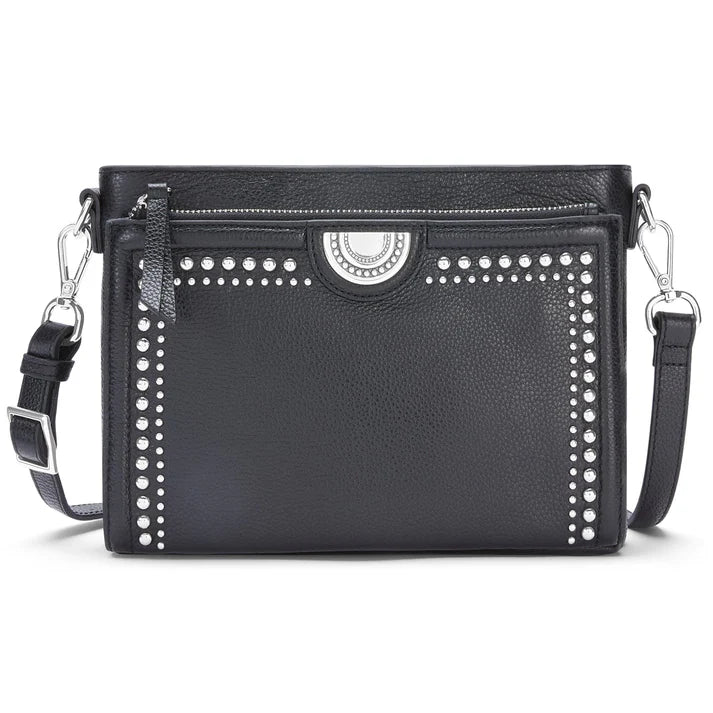 Brighton Jordyn Cross Body Organizer - Black Leather Handbag