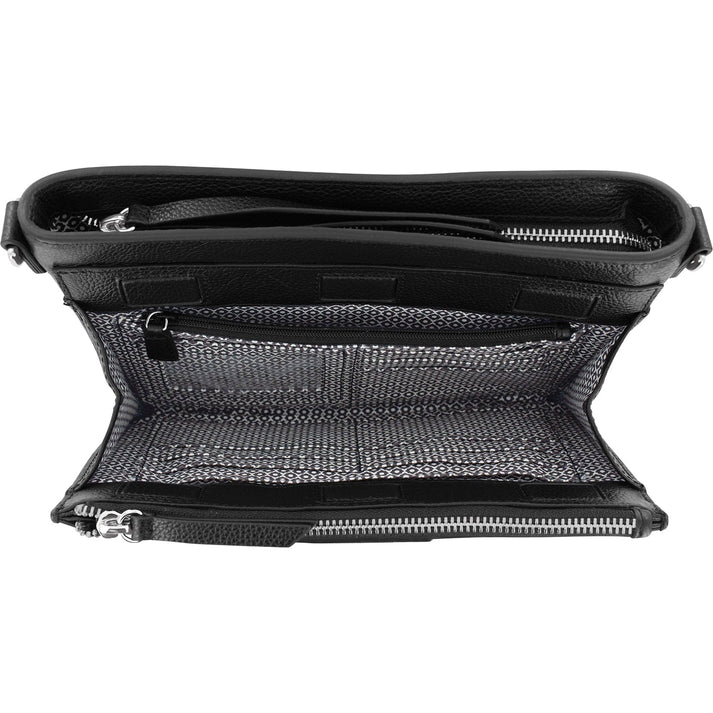Brighton Jordyn Cross Body Organizer - Black Leather Handbag