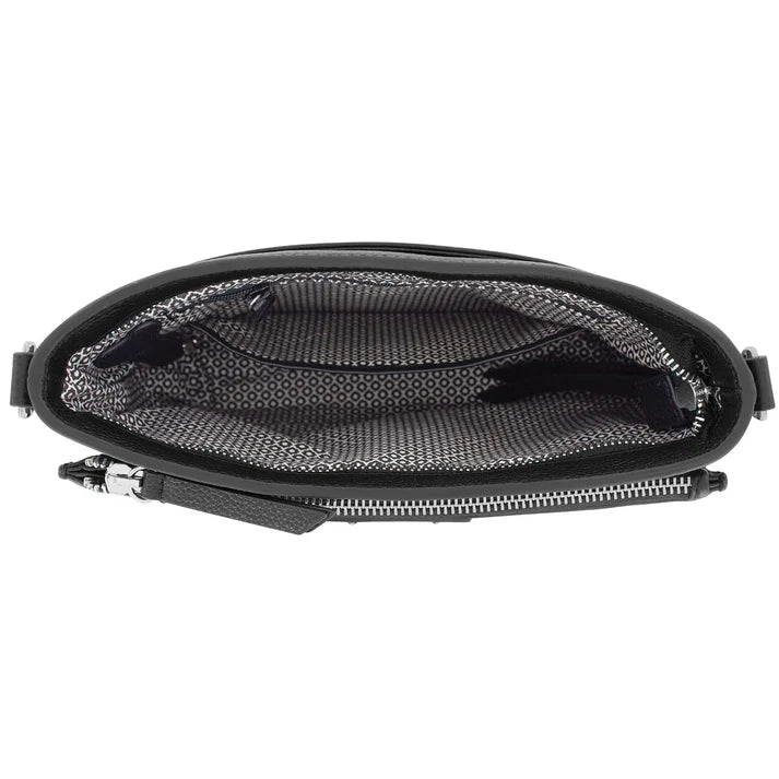 Brighton Jordyn Cross Body Organizer - Black Leather Handbag