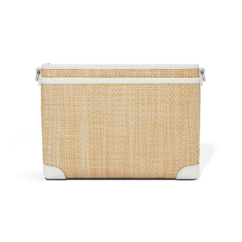 Brighton Jordyn Cross Body Organizer - Natural Straw &amp; Leather Handbag