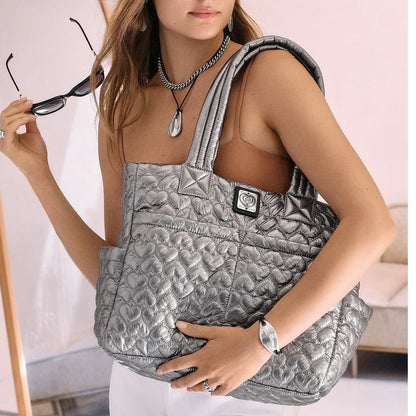Kameron Metallic Pewter Utility Tote