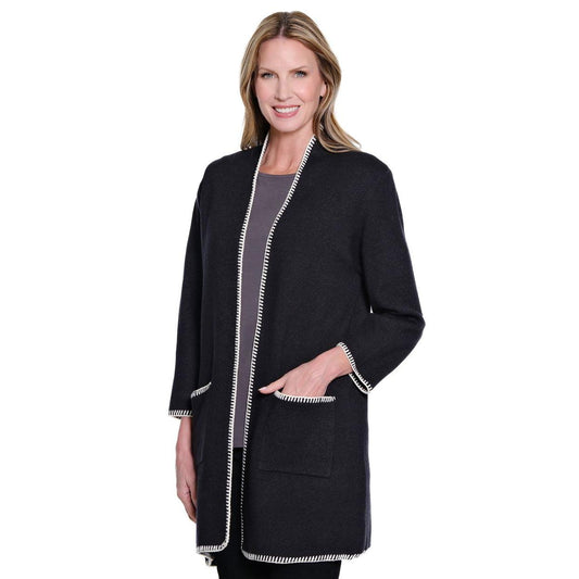 3/4 Sleeve Shawl Collar Long Cardigan