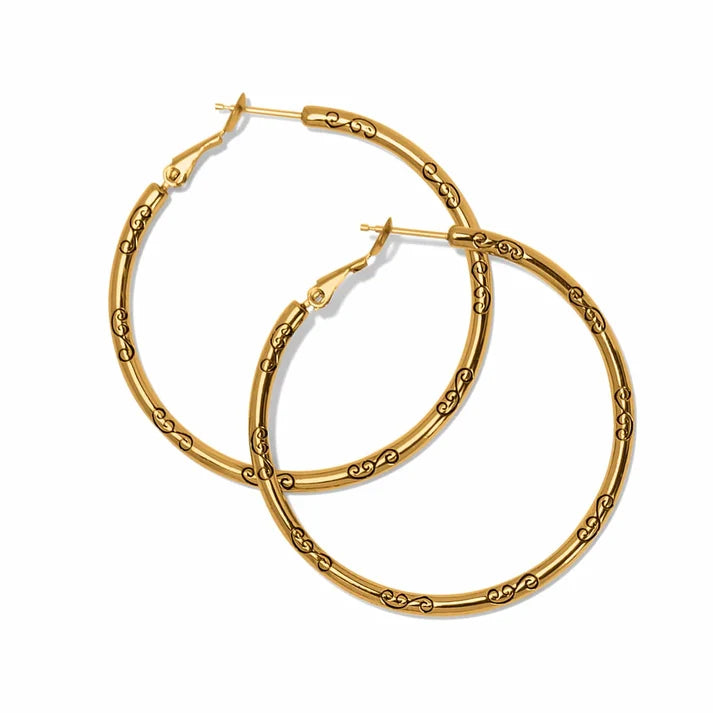 Brighton Large Gold Hoop Charm Earrings featuring a simple gold-plated hoop design.