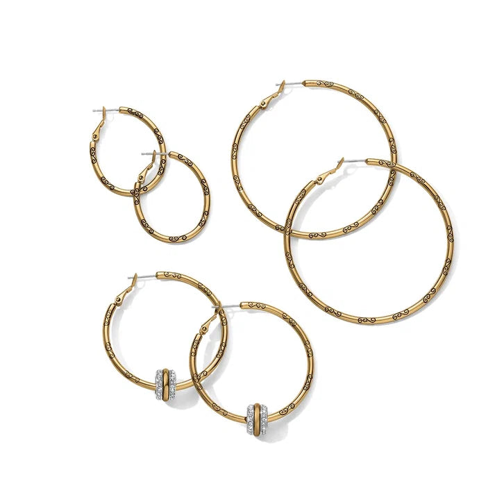 Brighton Large Gold Hoop Charm Earrings featuring a simple gold-plated hoop design.