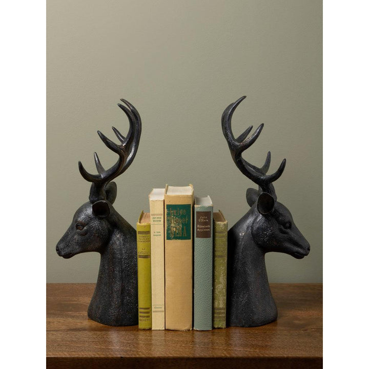 Deer heads big antlers bookends