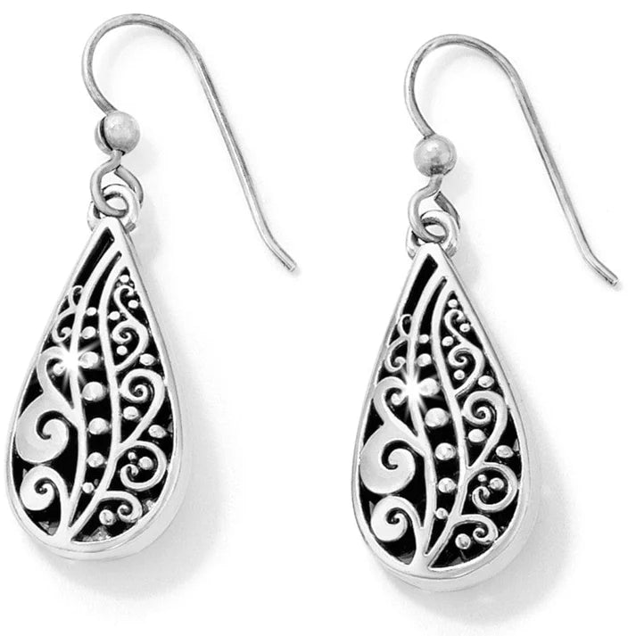Brighton Love Affair French Wire silver-plated sculpted teardrop earrings.