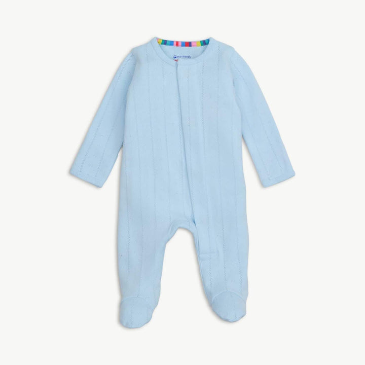 Love Lines Blue Pointelle Footie