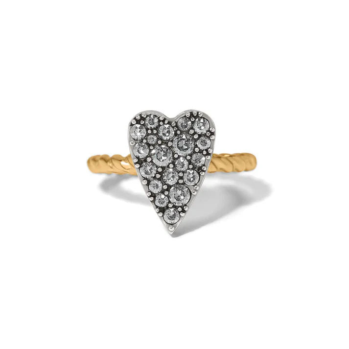 Brighton Love Messages B Love Ring featuring a heart-shaped face encrusted with brilliant European crystals.