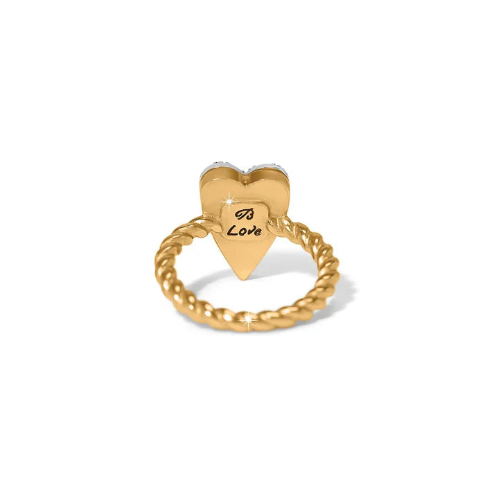 Brighton Love Messages B Love Ring - Two Tone Crystal Heart Band