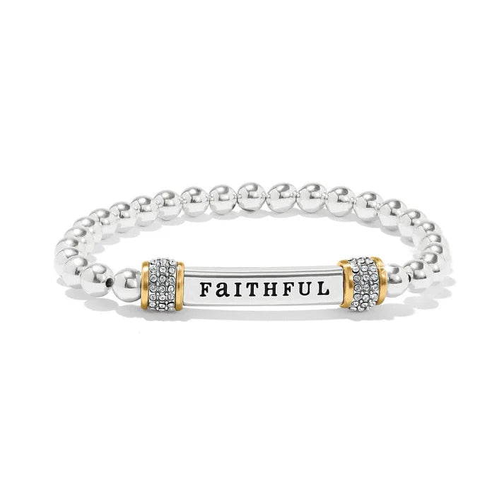 Brighton Meridian Faithful two-tone stretch bracelet accented with fine quality crystals.