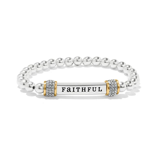 Brighton Meridian Faithful two-tone stretch bracelet accented with fine quality crystals.