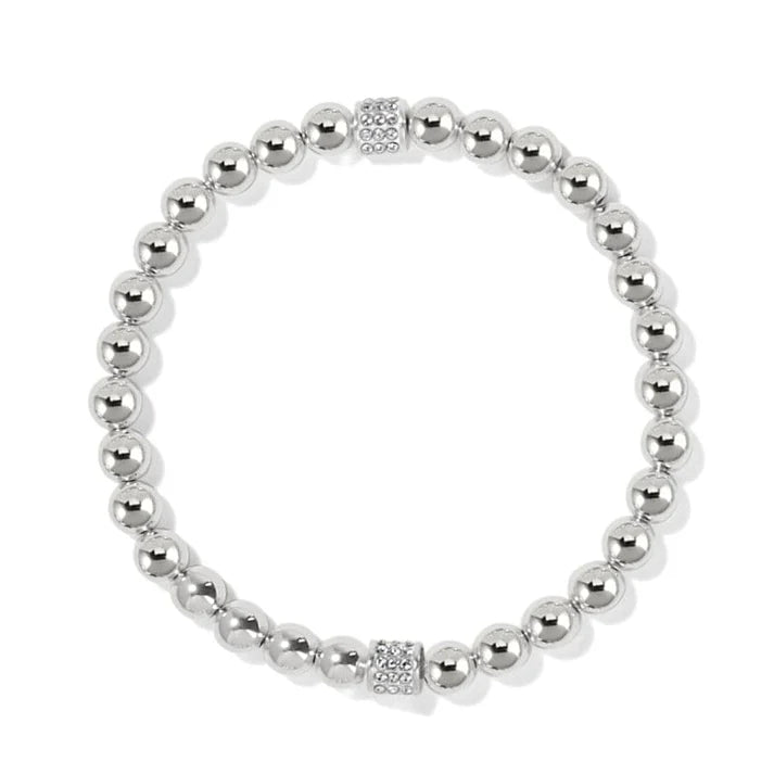 Brighton Meridian Silver Petite Stretch Bracelet featuring a circular row of silver-plated beads and crystals.