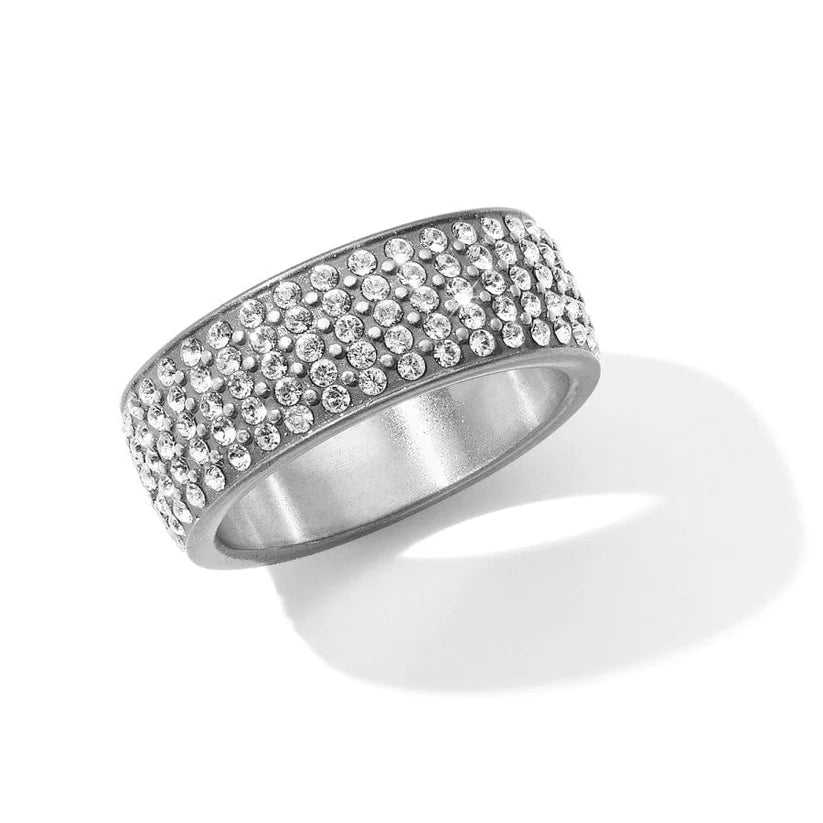Brighton Meridian Ring in silver plate featuring a row of hand-set pave crystals.