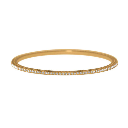 Thin gold-plated bangle with crystal pavé detailing from the Brighton Meridian collection.