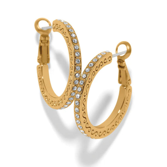 Small gold hoop earrings featuring Brighton's Meridian Eclipse textured design with sterling silver posts.
