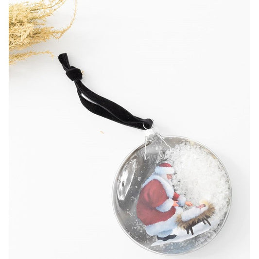 4" Filled Glass Ornament, Santa Kneeling ©Debbie Richmond