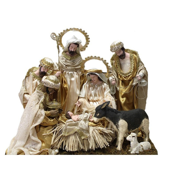 Fabric Nativity Tabletop Display, Ivory/Gold