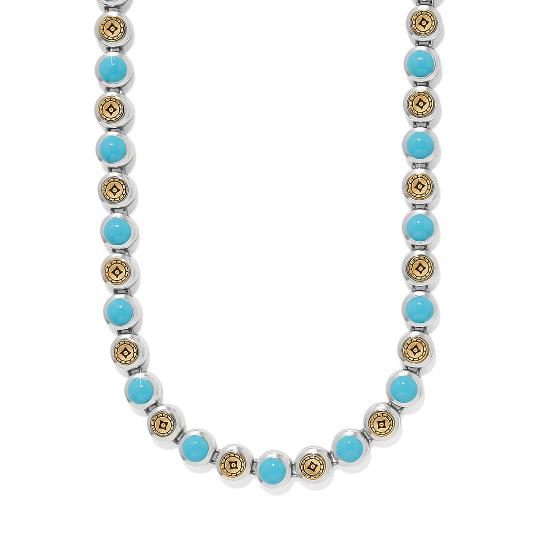 Brighton Mosaic Cerrillos Link Necklace – Turquoise Stone Silver Statement Necklace
