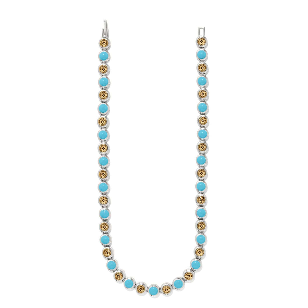 Brighton Mosaic Cerrillos Link Necklace – Turquoise Stone Silver Statement Necklace