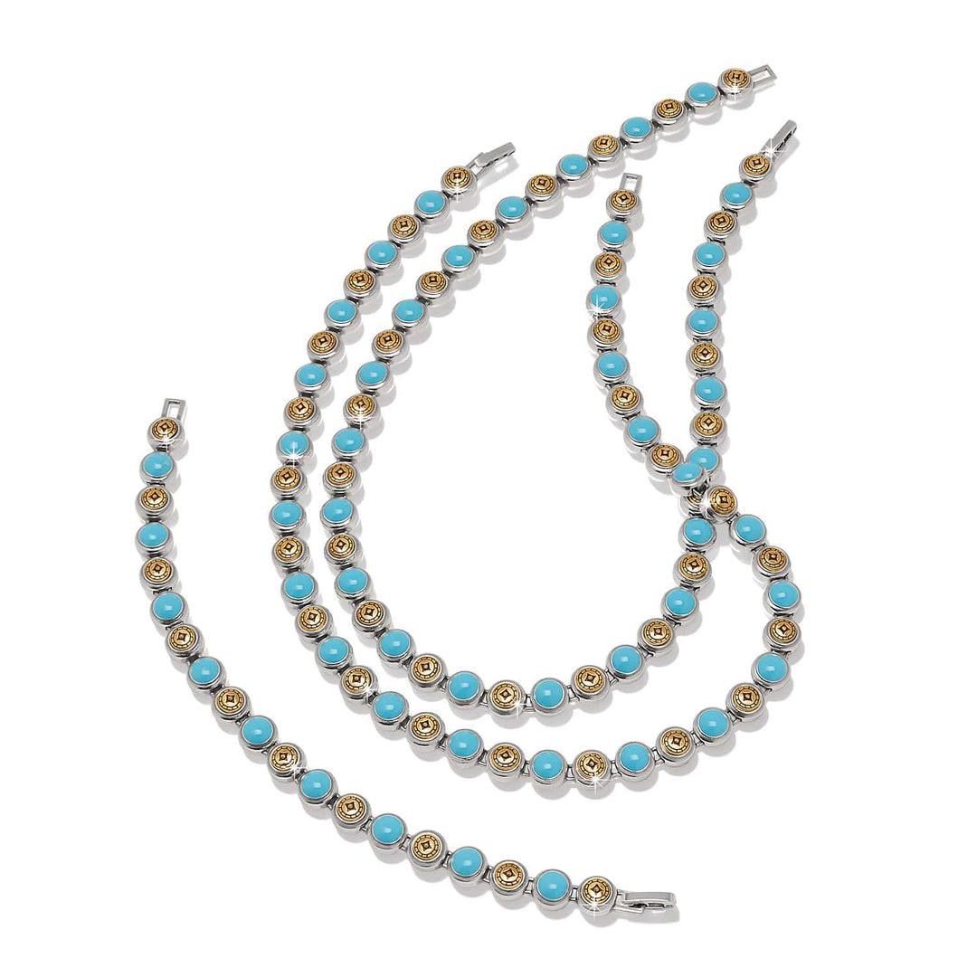 Brighton Mosaic Cerrillos Link Necklace – Turquoise Stone Silver Statement Necklace