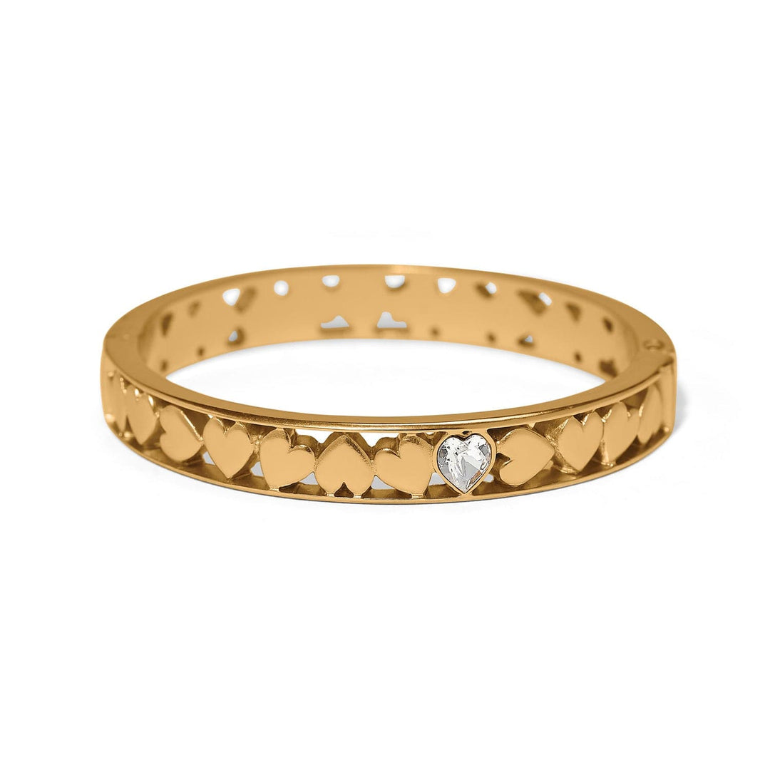 Brighton Mystery of Love Golden Crystal Heart Hinged Bangle – Romantic Bracelet