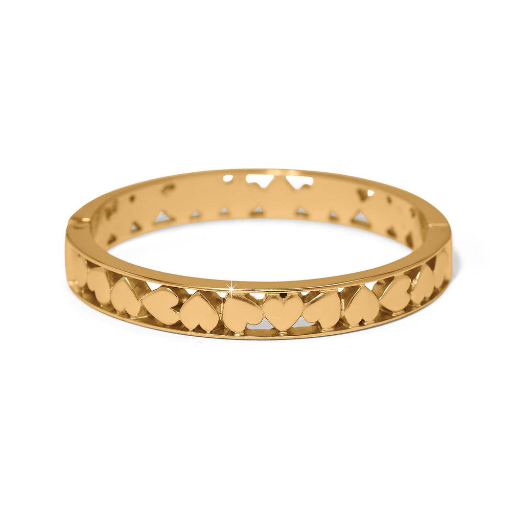 Brighton Mystery of Love Golden Crystal Heart Hinged Bangle – Romantic Bracelet