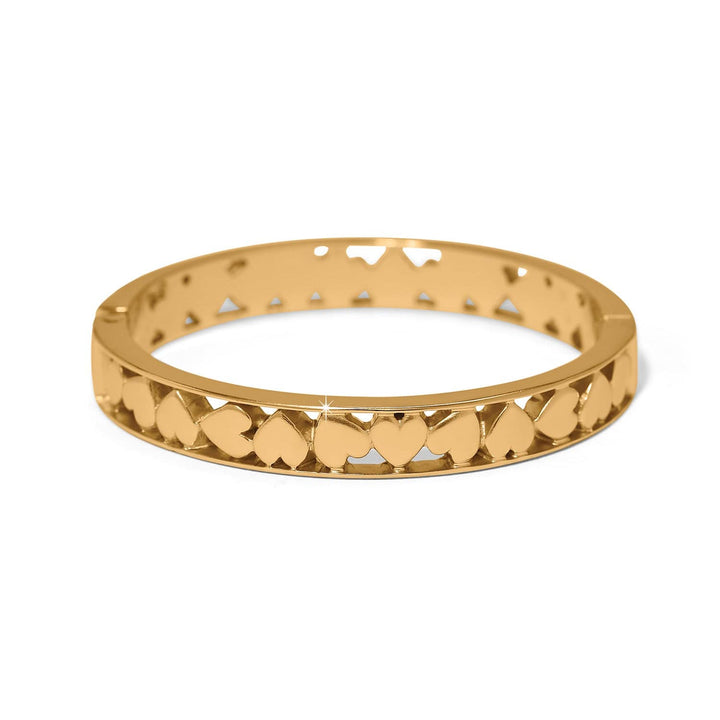 Brighton Mystery of Love Golden Crystal Heart Hinged Bangle – Romantic Bracelet