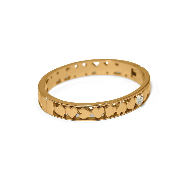 Brighton Mystery of Love Golden Crystal Heart Hinged Bangle – Romantic Bracelet