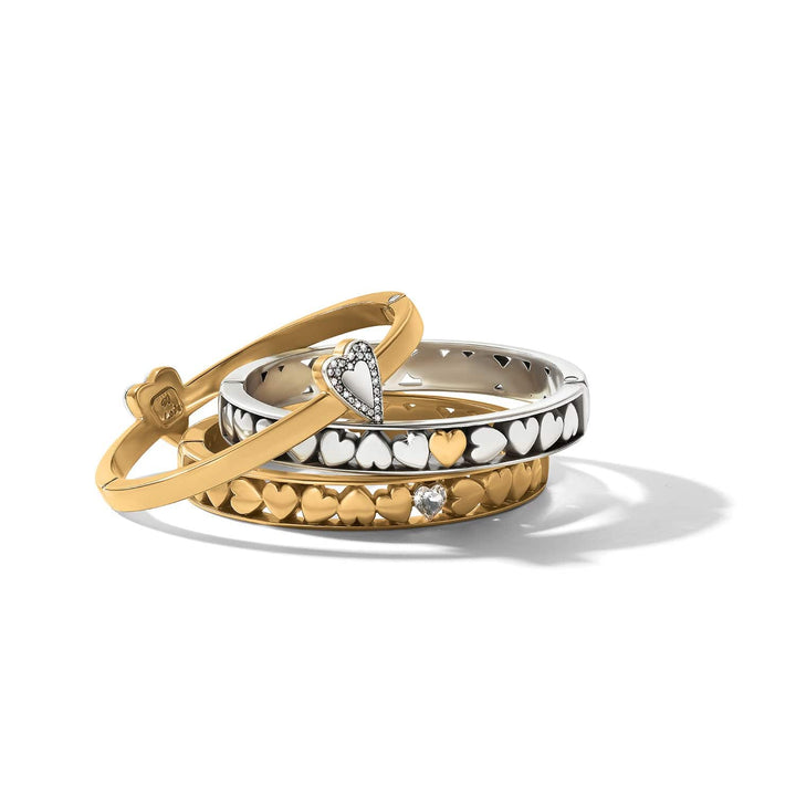 Brighton Mystery of Love Golden Crystal Heart Hinged Bangle – Romantic Bracelet