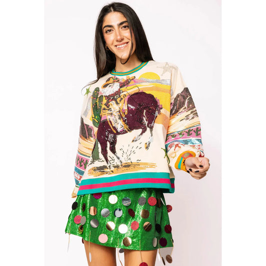 Multi Vintage Cowboy Santa Sweatshirt