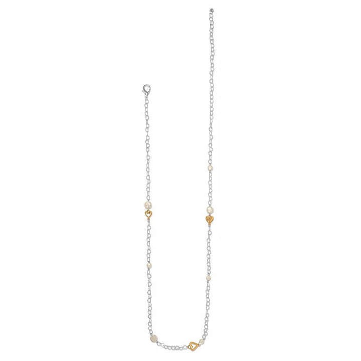 Brighton One Heart Long Necklace - Two-Tone Pearl Station Necklace