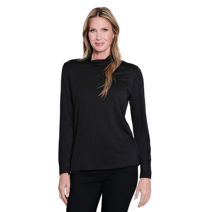 Mock Neck Knit Top - Black