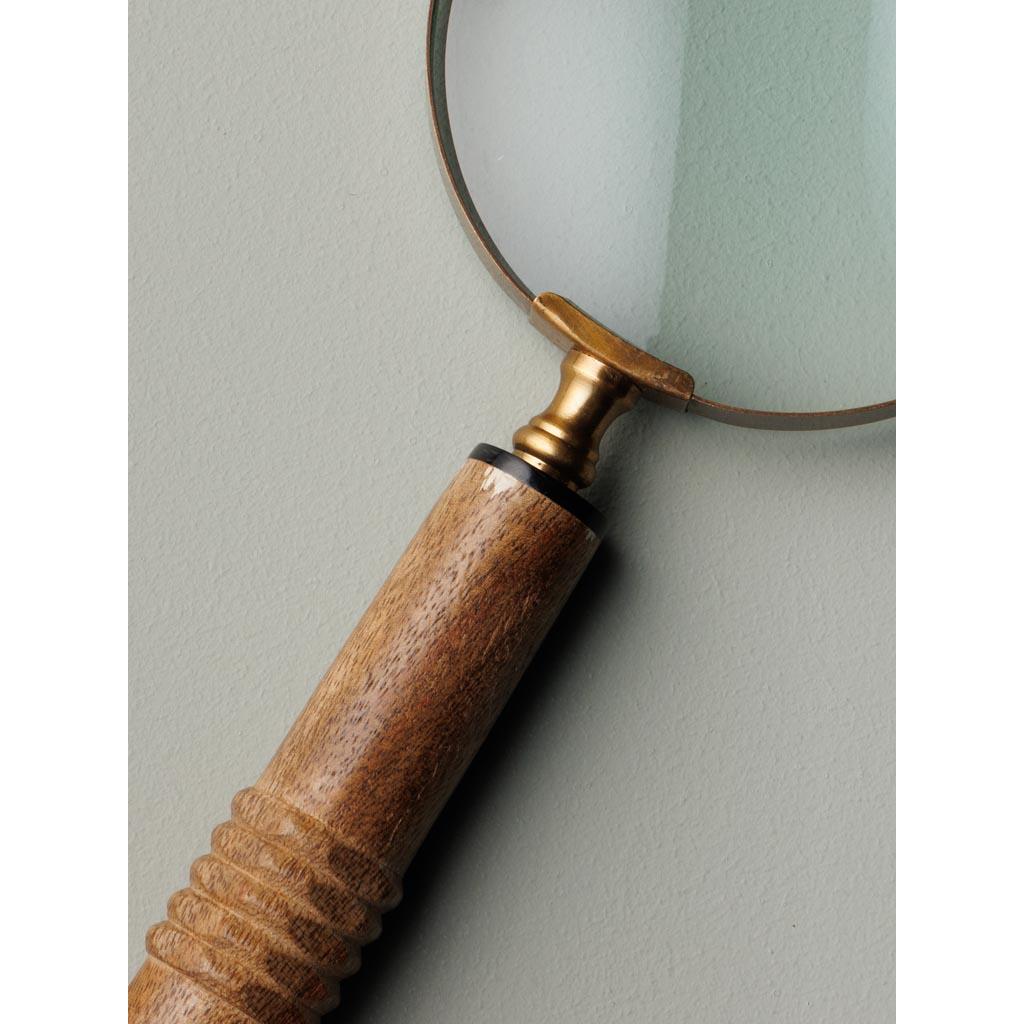 Large magnifier engraved wooden handle