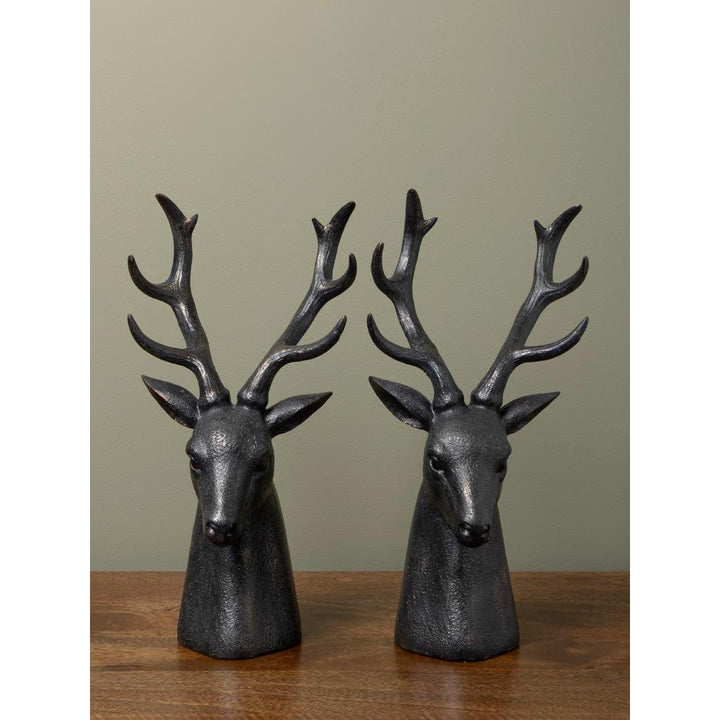 Deer heads big antlers bookends