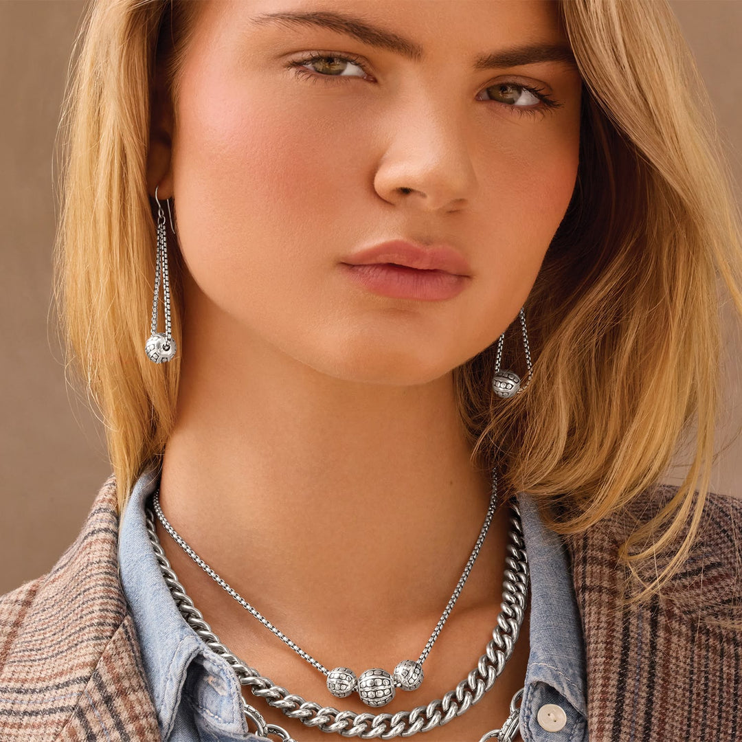 Brighton Pebble Dot Bola Trio Necklace styled