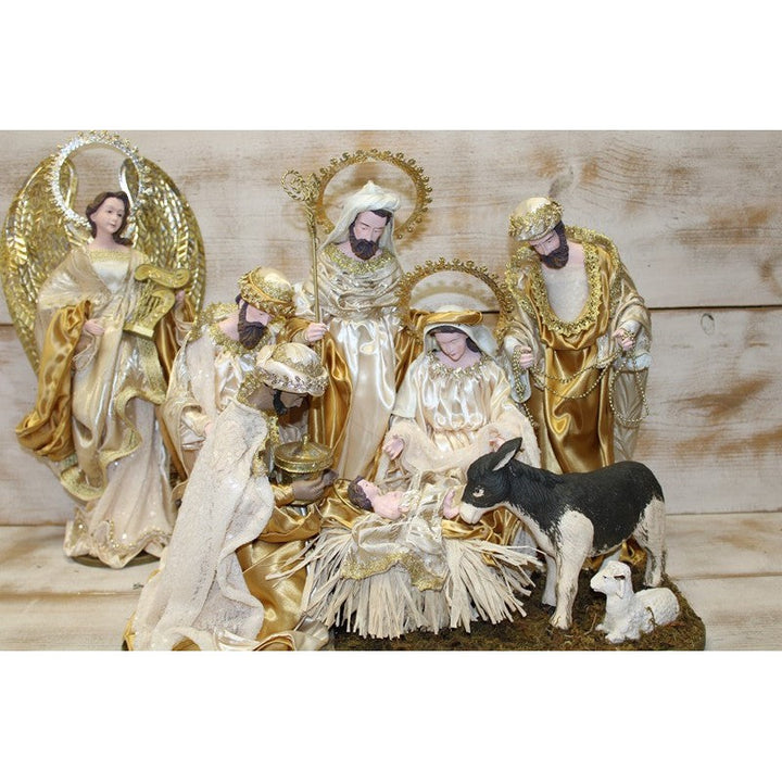 Fabric Nativity Tabletop Display, Ivory/Gold