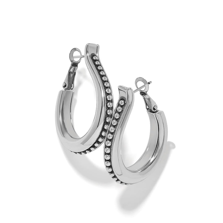 Brighton Pretty Tough Arch Bold Hoop Earrings - silver plated earrings, front view