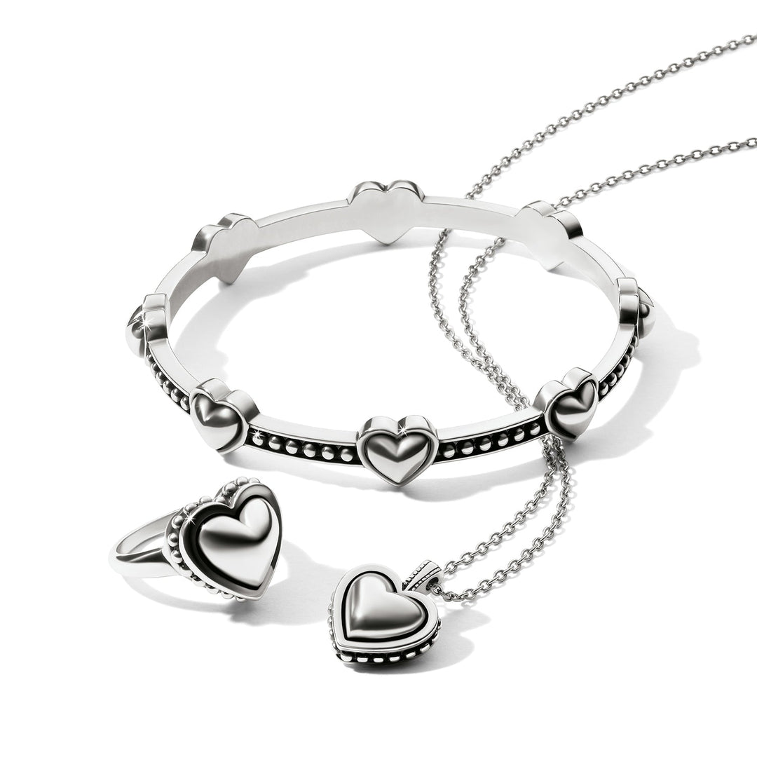 Brighton Pretty Tough Bold Petite Heart Bangle – Silver Heart Bangle Bracelet