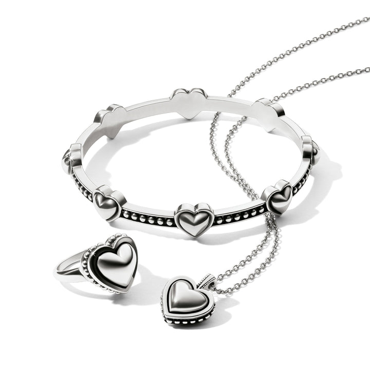 Brighton Pretty Tough Bold Petite Heart Bangle – Silver Heart Bangle Bracelet