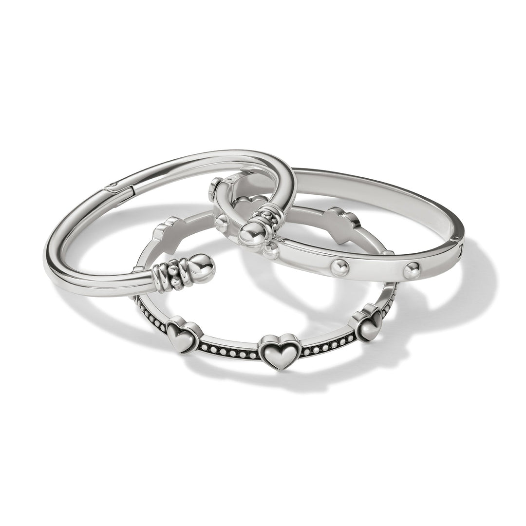 Brighton Pretty Tough Bold Petite Heart Bangle – Silver Heart Bangle Bracelet